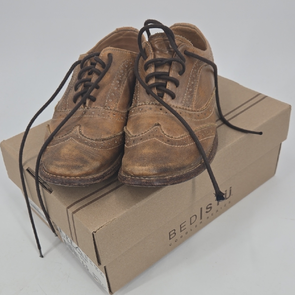 BED|STU Brown Leather Flats with Brogue Detailing